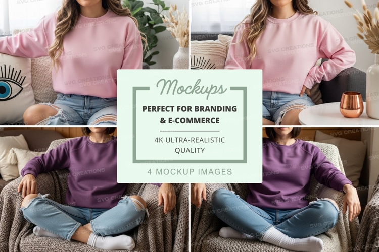 Womens long sleeve t-shirt mockup in pink and purple