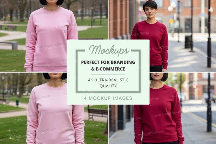 Mockup of sweatshirts in pink and burgundy colors
