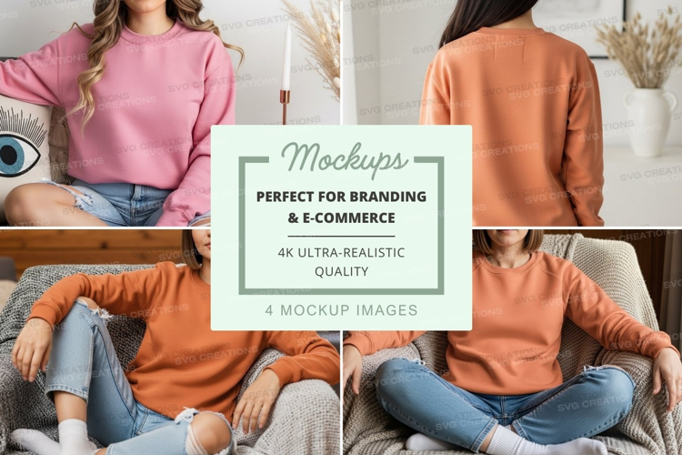 Group of women wearing long sleeve t-shirts mockup