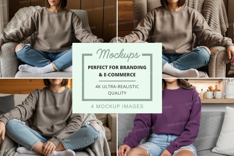 Group of four women wearing sweatshirts on a couch