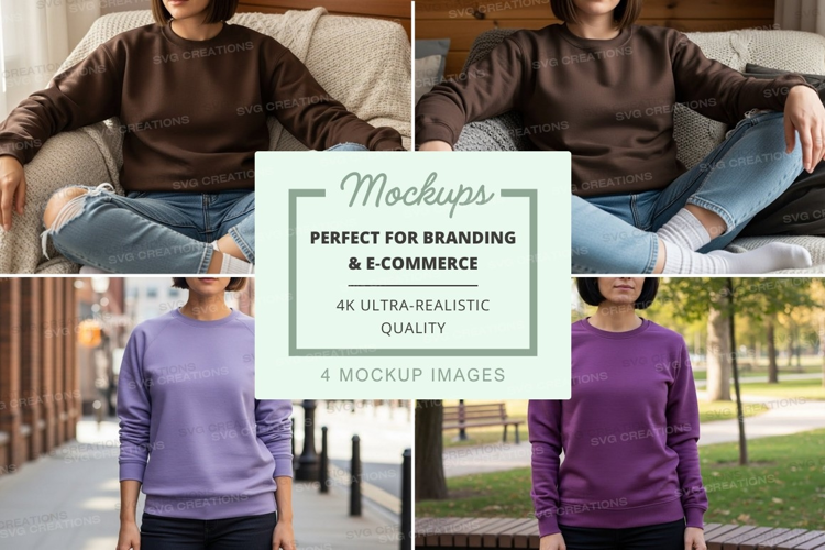 Mockup - long sleeve t-shirt in purple with casual setting