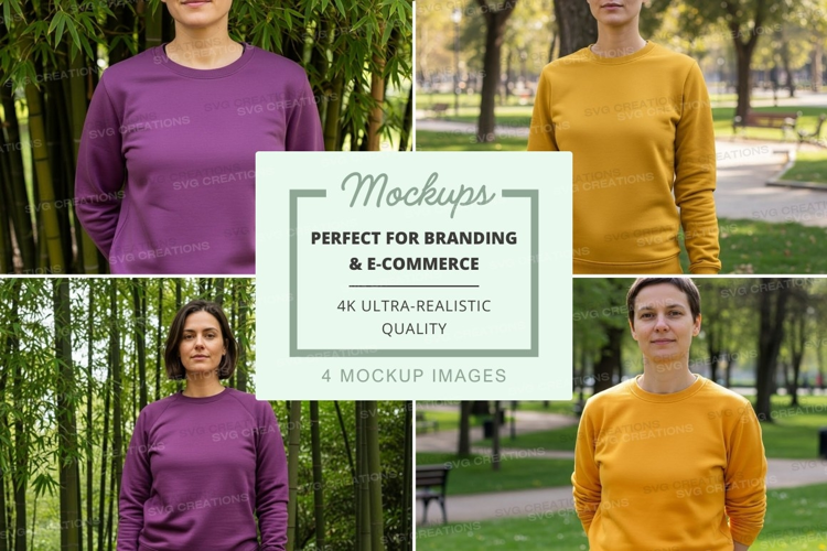 Long sleeve t-shirt mockup in purple and yellow