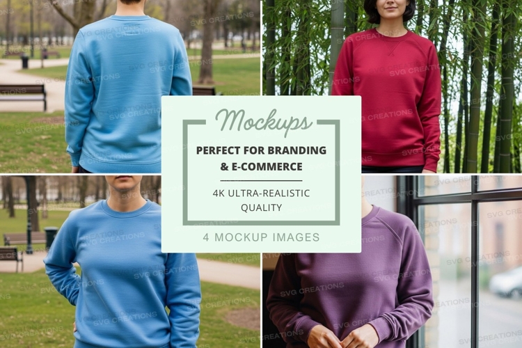 Group of people wearing sweatshirts mockup