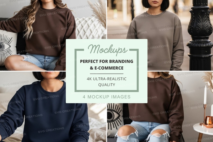 Oversized sweatshirt mockup in brown and navy blue