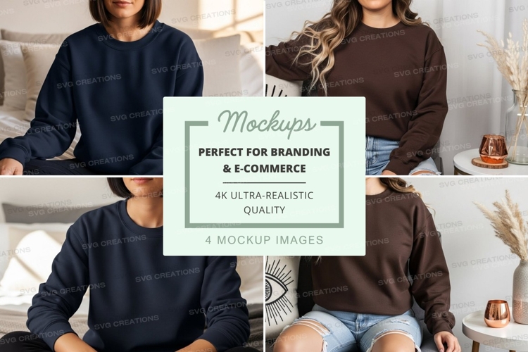 Oversized sweatshirt mockup featuring multiple models