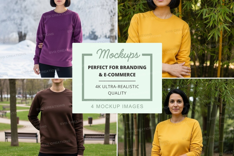 Long sleeve t-shirt mockup in purple, yellow, and brown