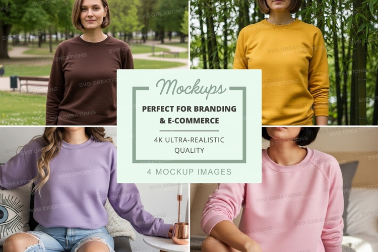 Long sleeve t-shirt mockup with people in park and indoor se