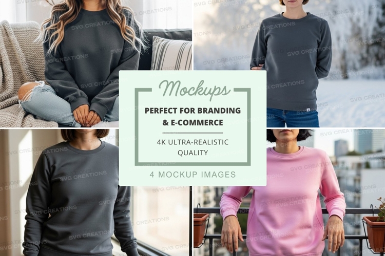 Long sleeve sweatshirt mockup in gray and pink