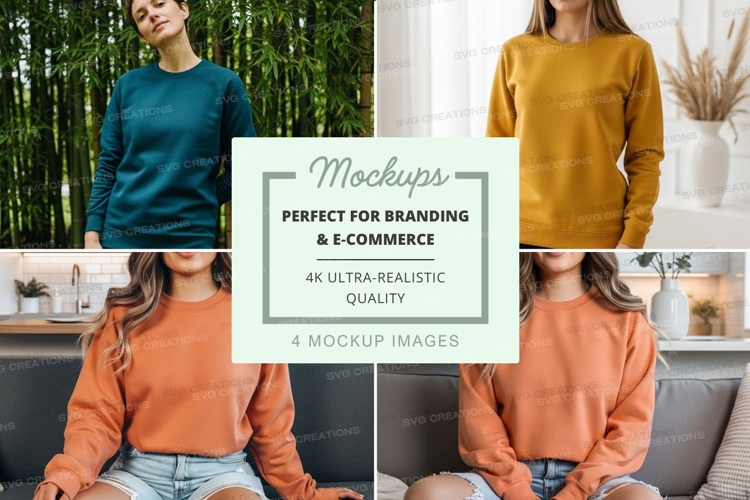 Group mockup of long sleeve sweatshirts in various colors