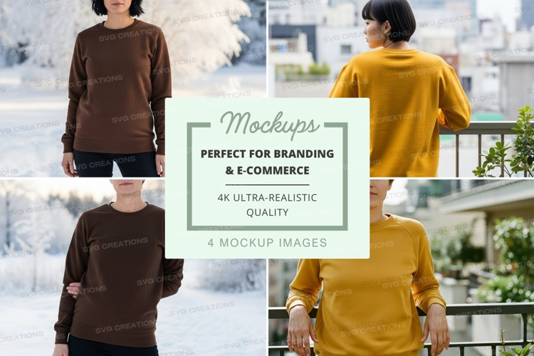 Long sleeve t-shirt mockup in brown and yellow