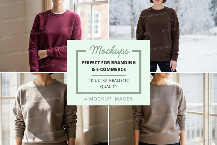 Sweatshirt mockup featuring four models