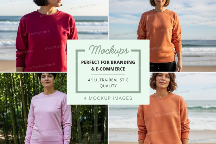 Mockup collage of long sleeve t-shirts in various colors