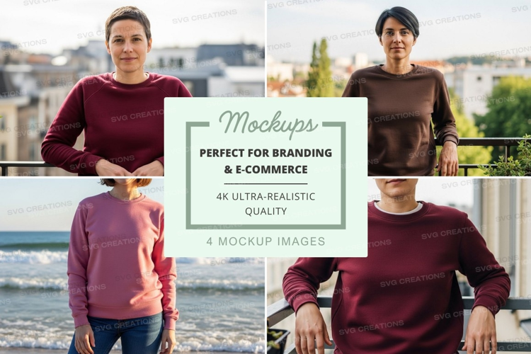 Mockup of women's long-sleeve t-shirt in maroon