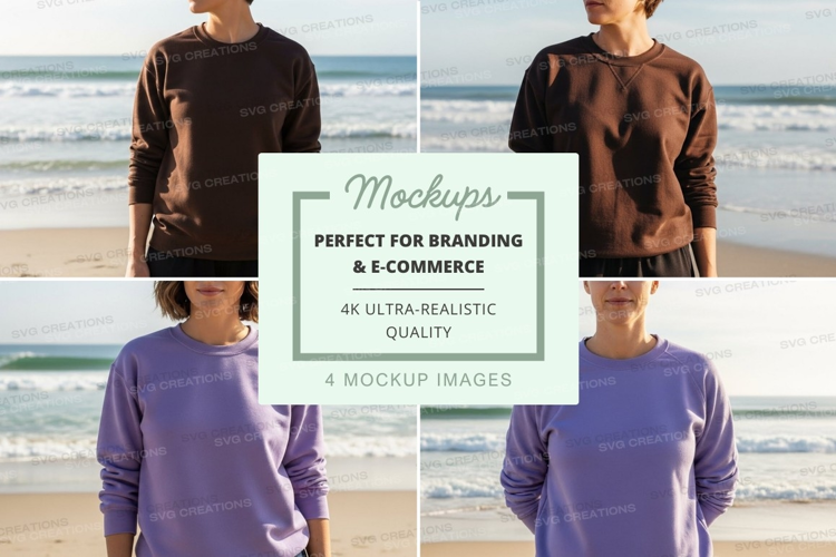 Long sleeve t-shirt mockup on beach