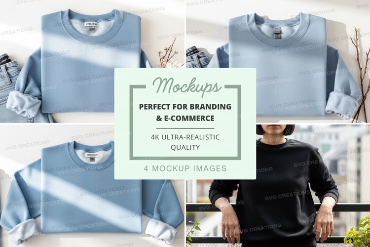 Light blue crew neck sweatshirt mockup