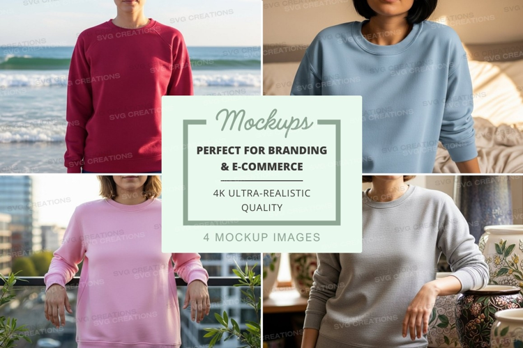 Group of people wearing long sleeve sweatshirts mockup