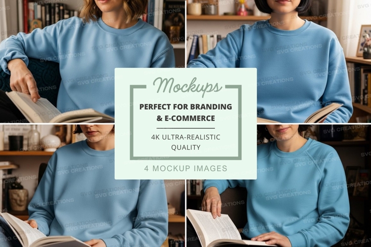 Light blue sweatshirt mockup with multiple views