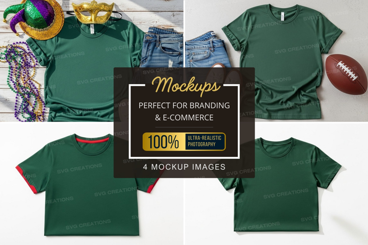 Mockup: green t-shirt with accessories