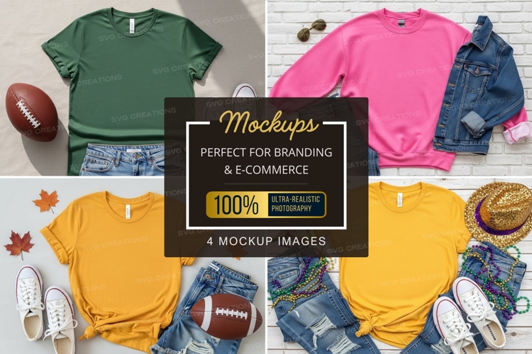 Mockup collection of t-shirts with accessories