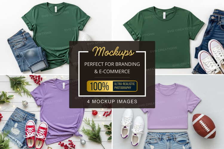 Mockup collection of t-shirts with accessories