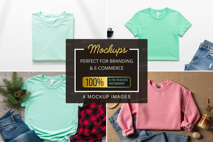 Mockup of colorful casual t-shirts