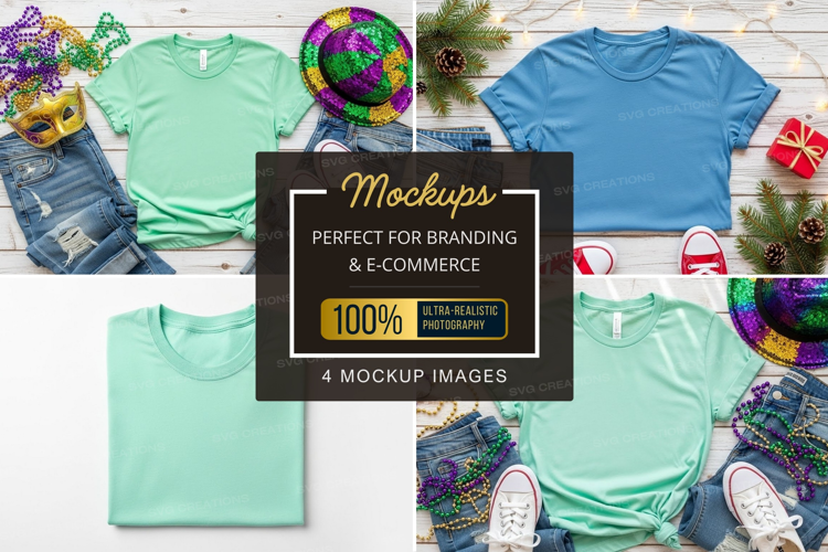 Mockup: festive t-shirt collection