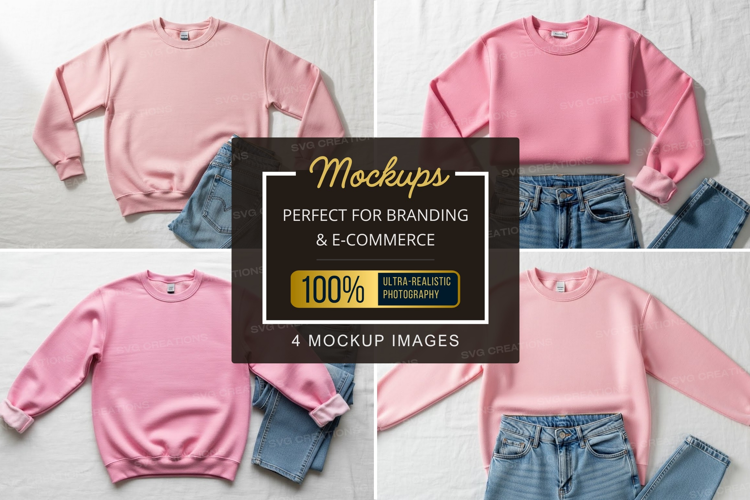 Mockup: pink sweater and blue jeans