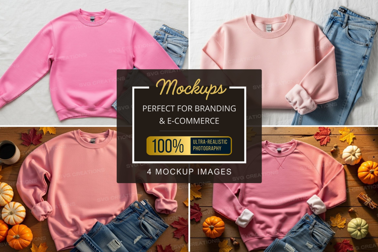 Mockup collection of pastel sweatshirts and jeans