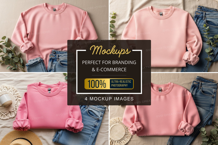 Mockup: pink sweaters and blue jeans