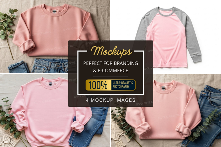 Mockup collection of pink sweatshirts