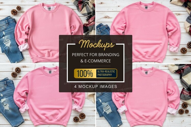 Pink sweatshirts mockup example image 1