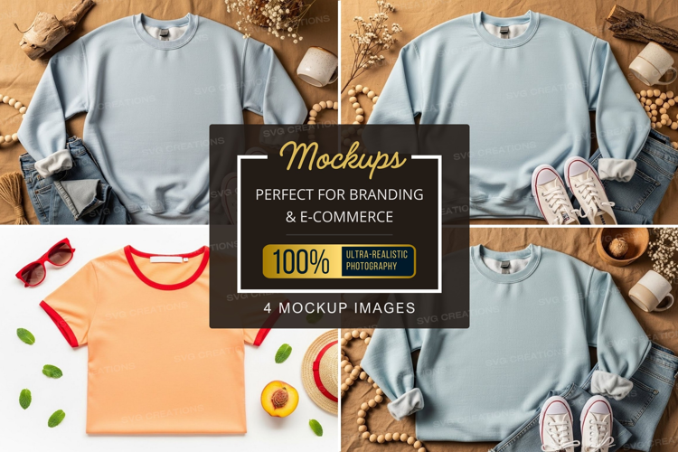 Mockup of casual t-shirts with accessories