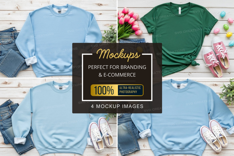 Mockup: casual spring outfits with sweatshirts and jeans