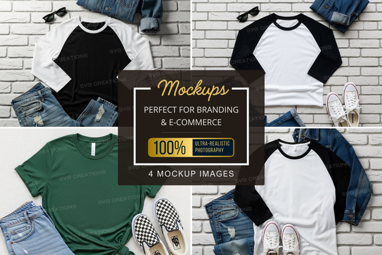 Mockup: casual outfits with t-shirts and denim