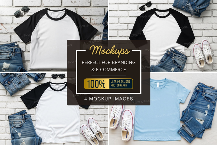 Mockup: casual outfit with t-shirts, jeans, and sneakers