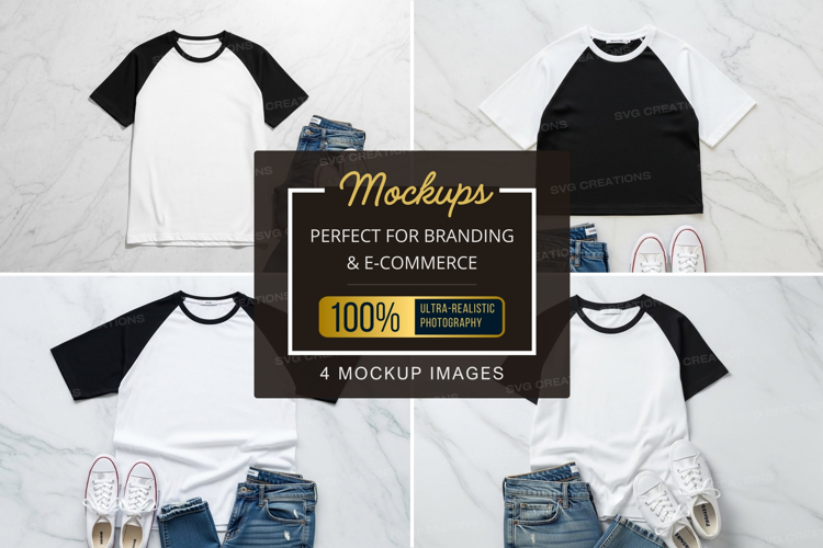 Mockup of baseball tees with accessories