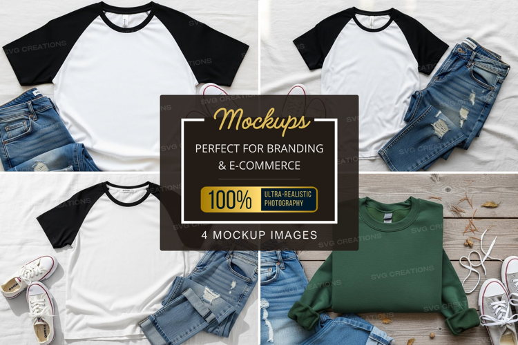 Mockup: casual outfit with t-shirts, jeans, and sneakers