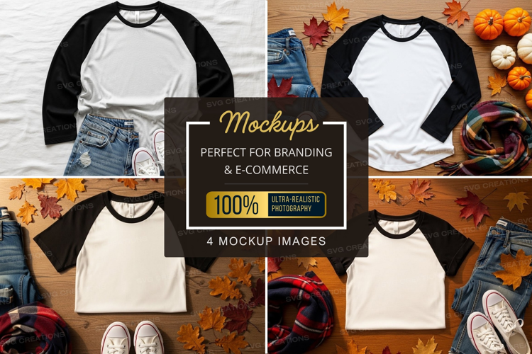 Mockup: autumn-themed t-shirt collection