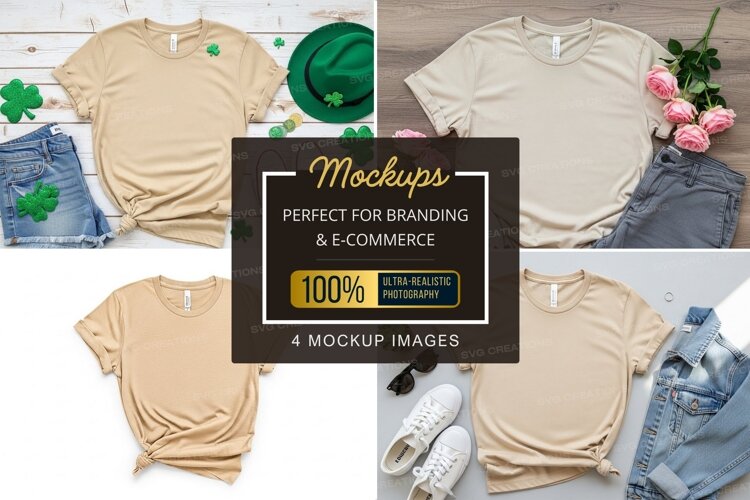 Mockup: casual summer outfits with beige t-shirts example image 1
