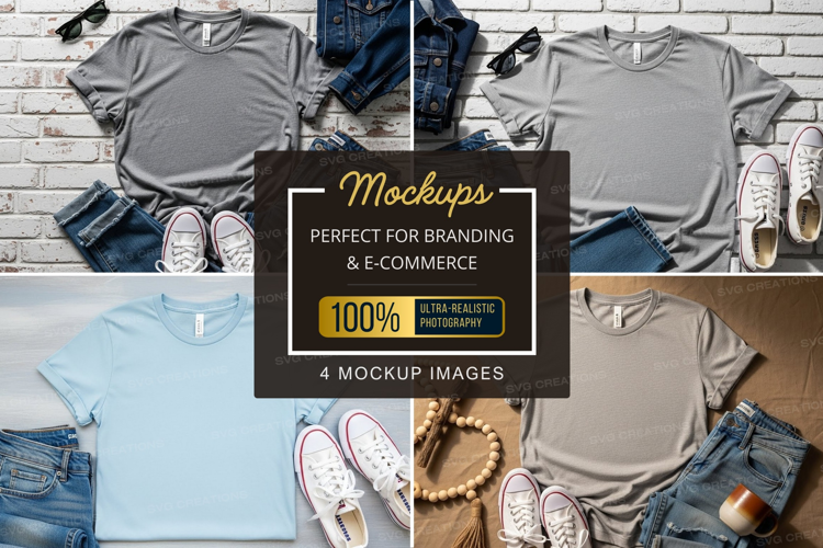 Mockup: casual outfit with t-shirts, jeans, and sneakers