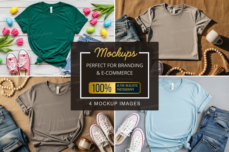 Mockup: casual summer outfits with t-shirts and accessories