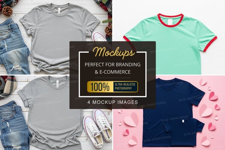 Mockup collection of casual t-shirts example image 1