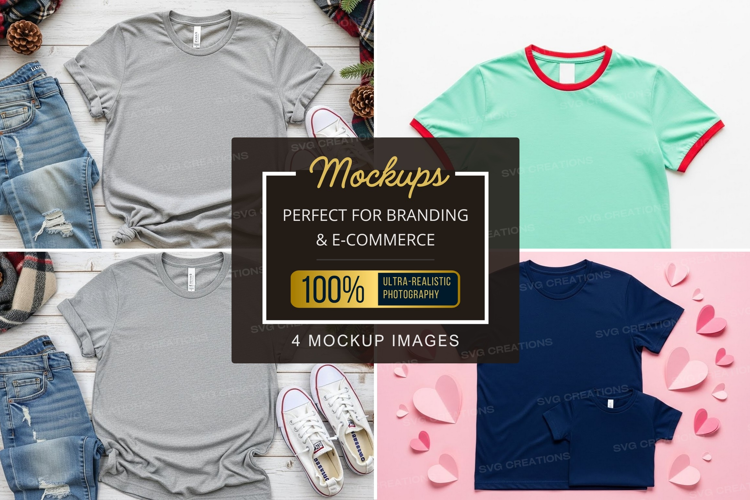 Mockup collection of casual t-shirts