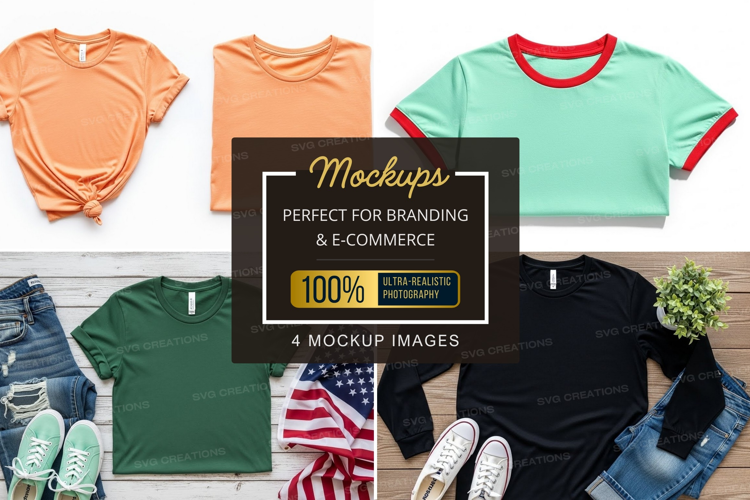 Mockup of various t-shirts and accessories