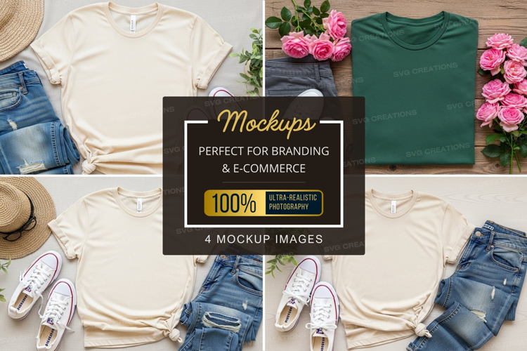 Mockup: casual summer outfit with t-shirts, jeans, and sneak