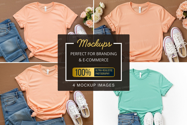 Mockup of casual outfits with t-shirts and accessories