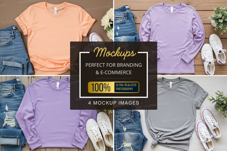 Mockup: casual outfits with t-shirts and jeans