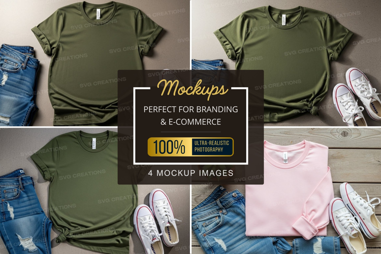 Mockup: casual outfit with t-shirts, jeans, and sneakers