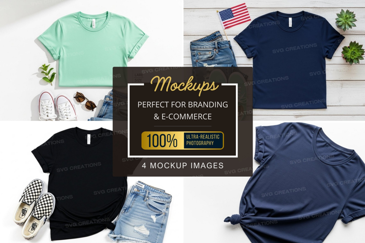 Mockup: casual summer outfits with t-shirts and accessories