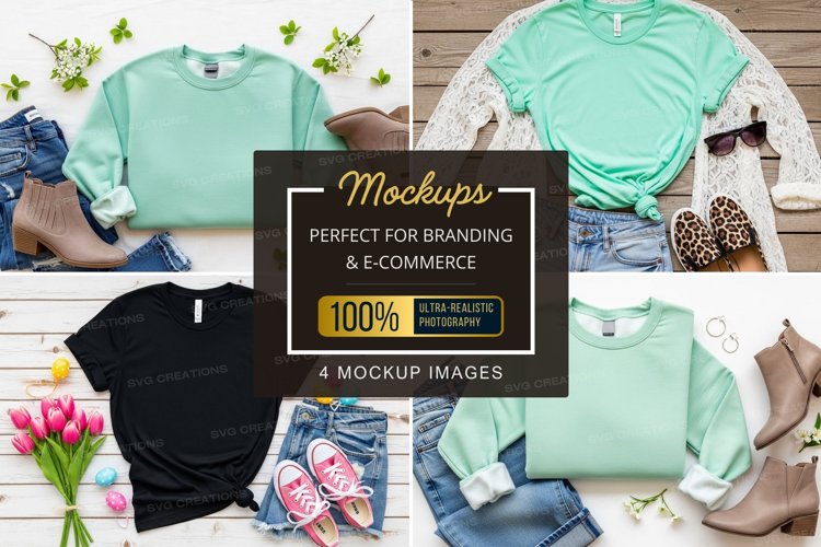 Mockup: fashion flat lay with casual outfits